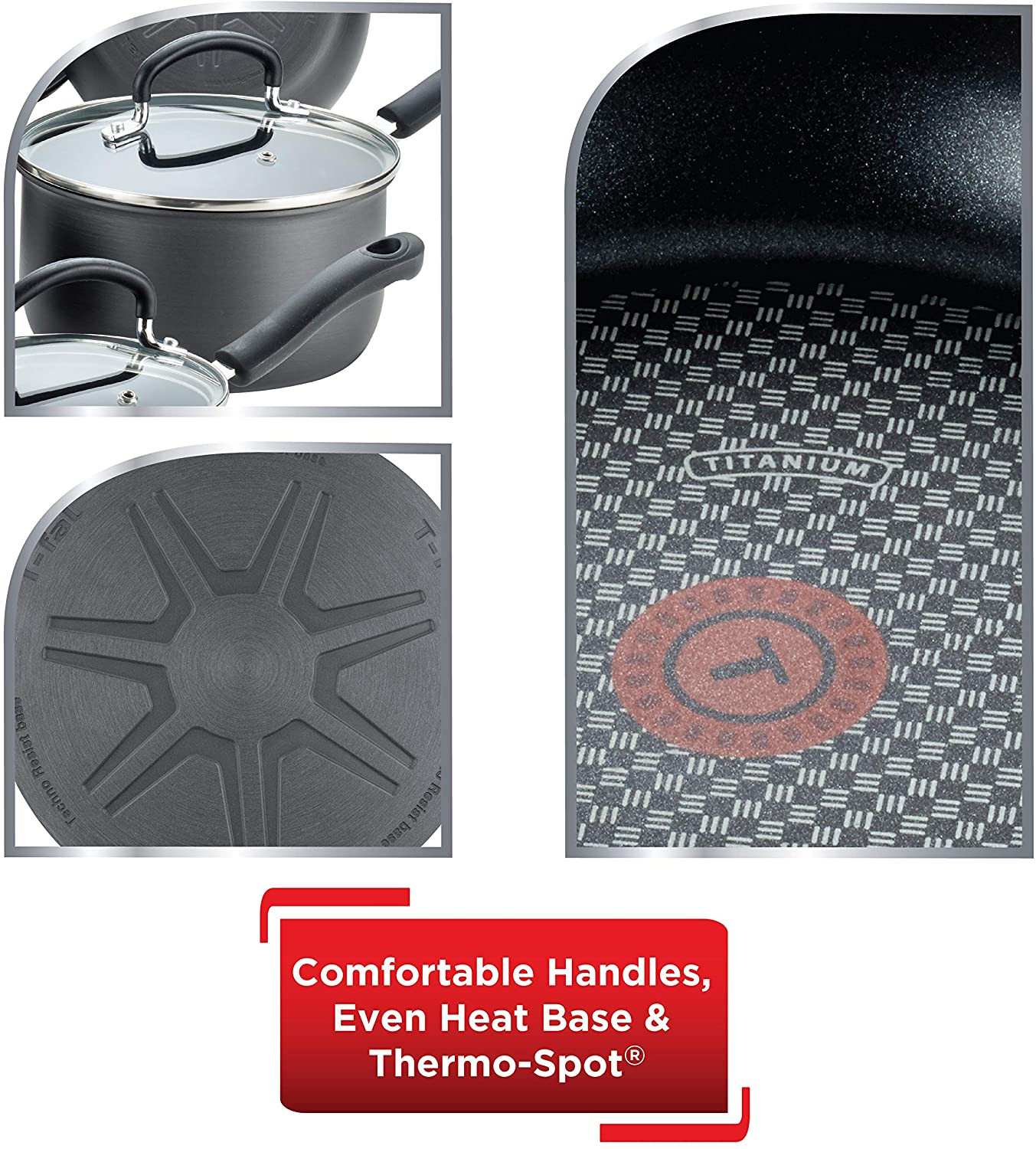 T-fal Ultimate Hard Anodized Nonstick 17 Piece Cookware Set, Black