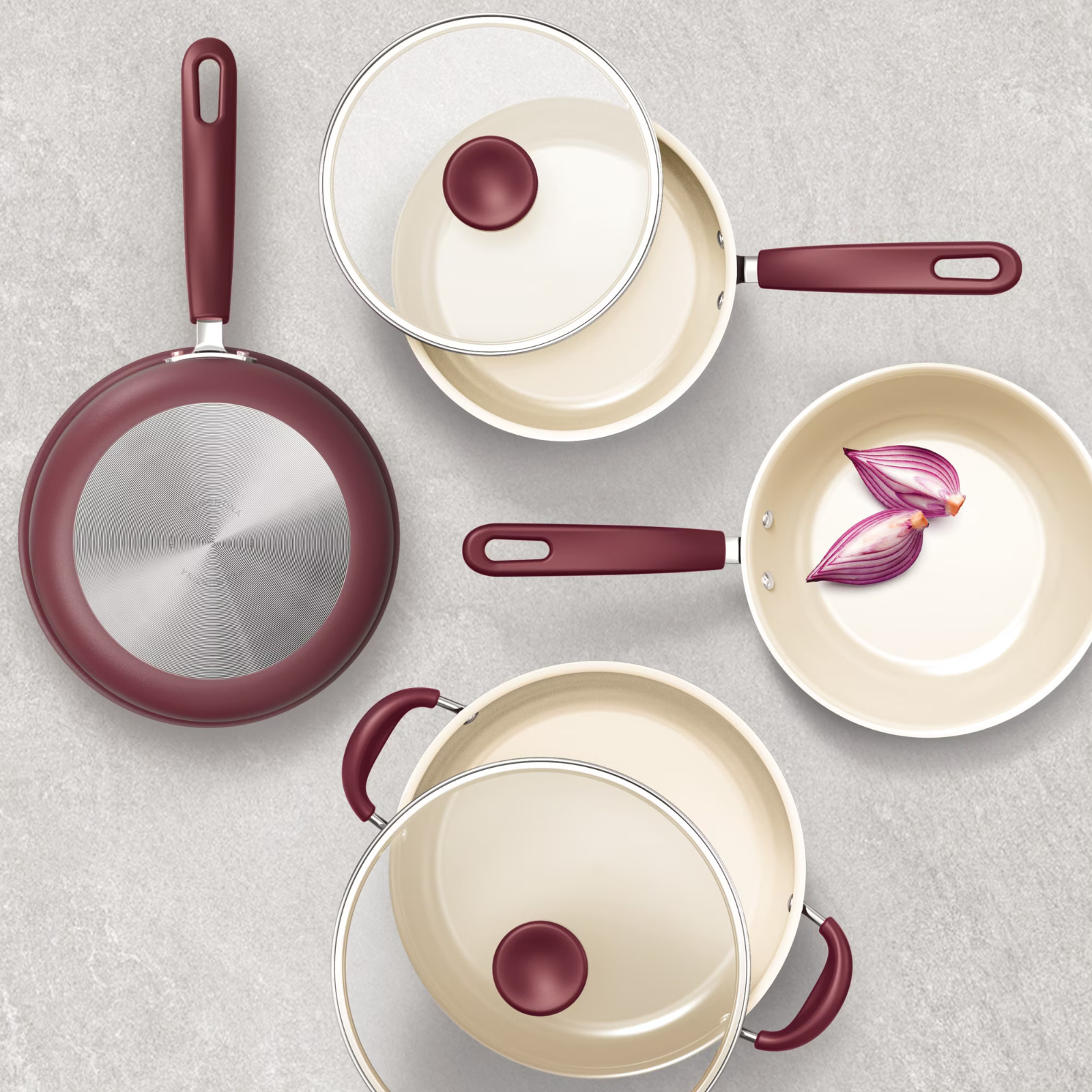 Tramontina Ceramaware 20-Piece Ceramic Nonstick Cookware Set, Wine