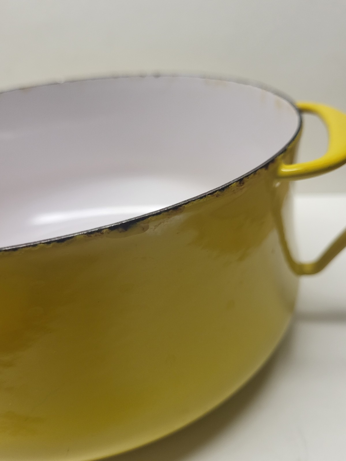 Vintage Dansk Designs France IHQ Kobenstyle Yellow Enamel Pot Dutch Oven 2 Qt