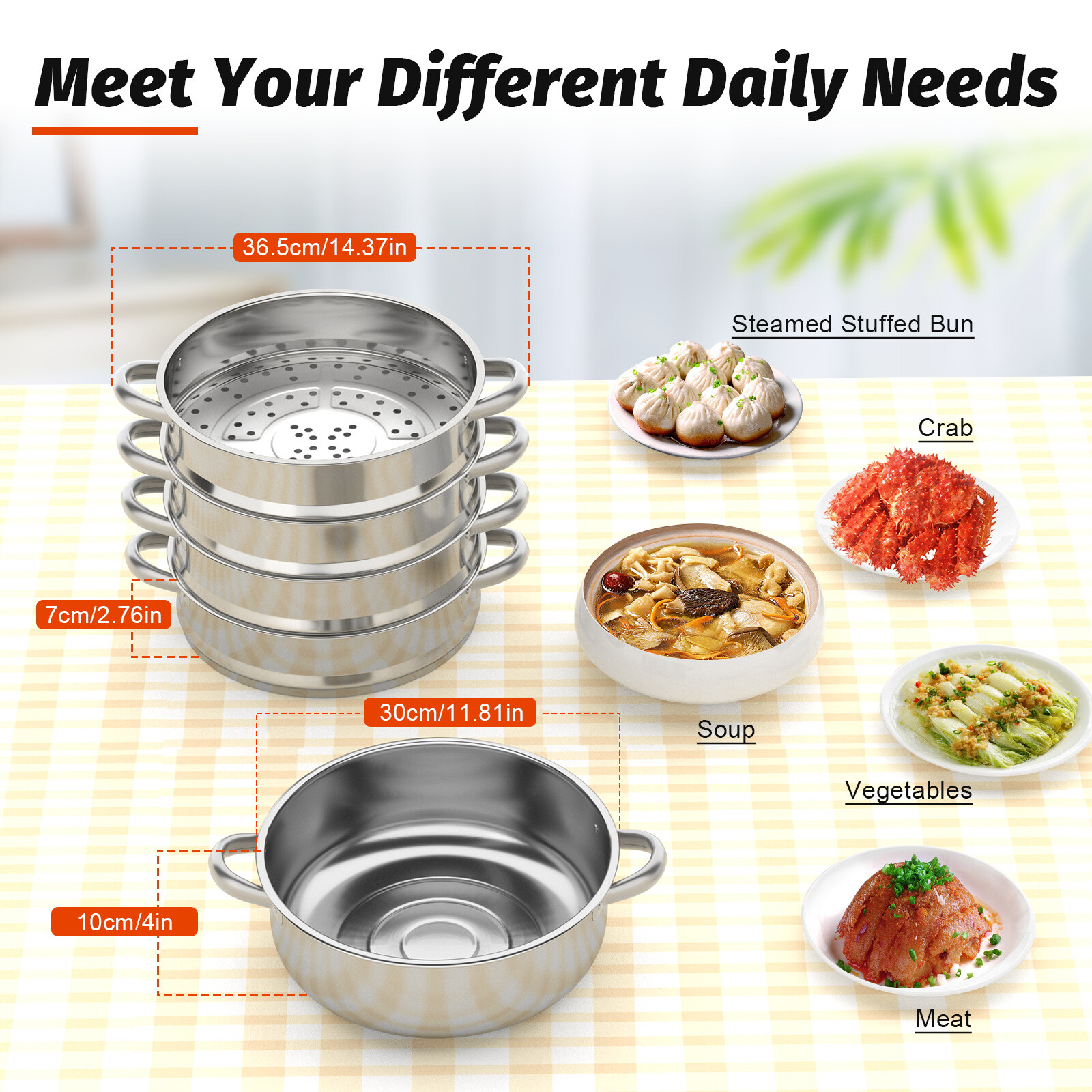5-Tier Stainless Steel Steamer – Versatile Cooking for Home & Commercial Use