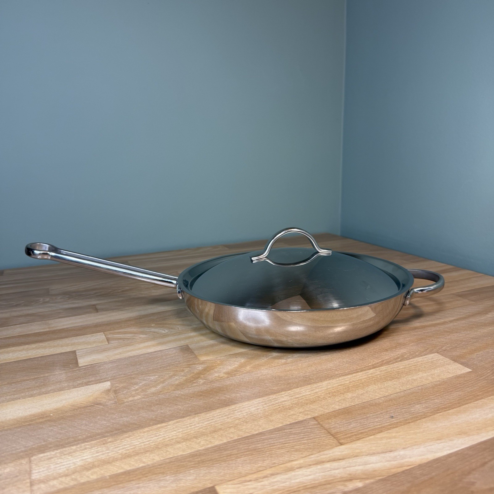 REVERE Pro Line 1801 Stainless 10″ Saute Fry Pan Skillet Copper Core 6760 w/ Lid
