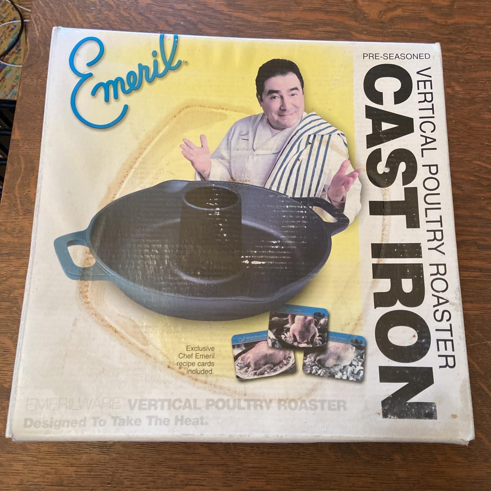 Emeril Cast Iron Vertical Chicken Roaster Pre Seasoned All-Clad