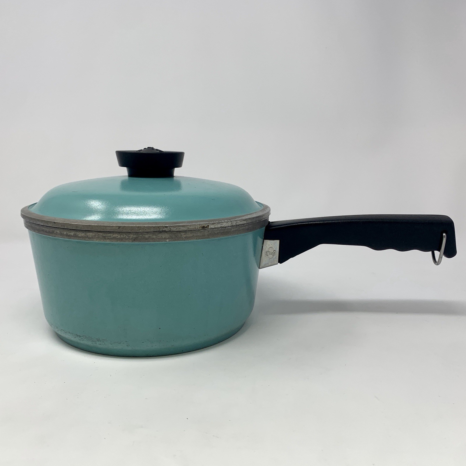 VTG CLUB Brand Pot With Lid. Turquoise-Teal Blue. 1.5 Quart Sauce Pan, 1960s USA