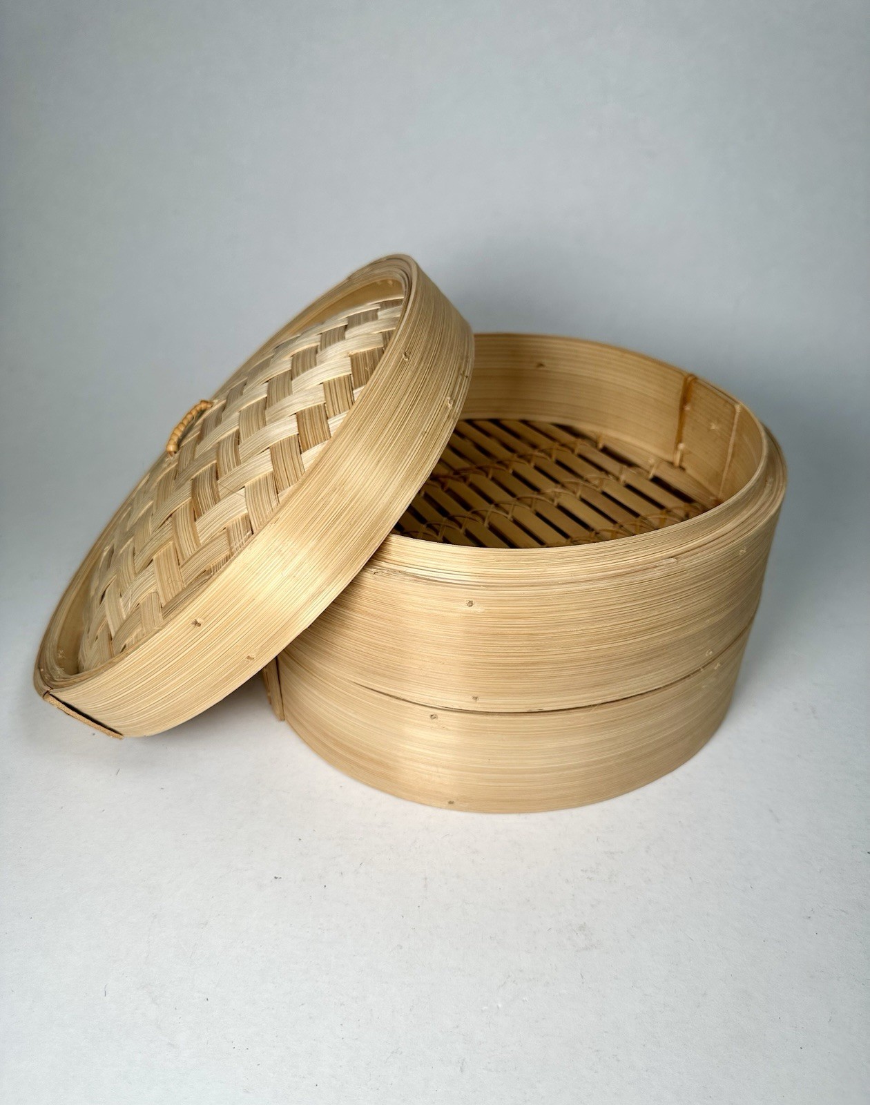 10” Bamboo Steamer 3 Piece Set Round Food Steaming Basket w/ Lid New