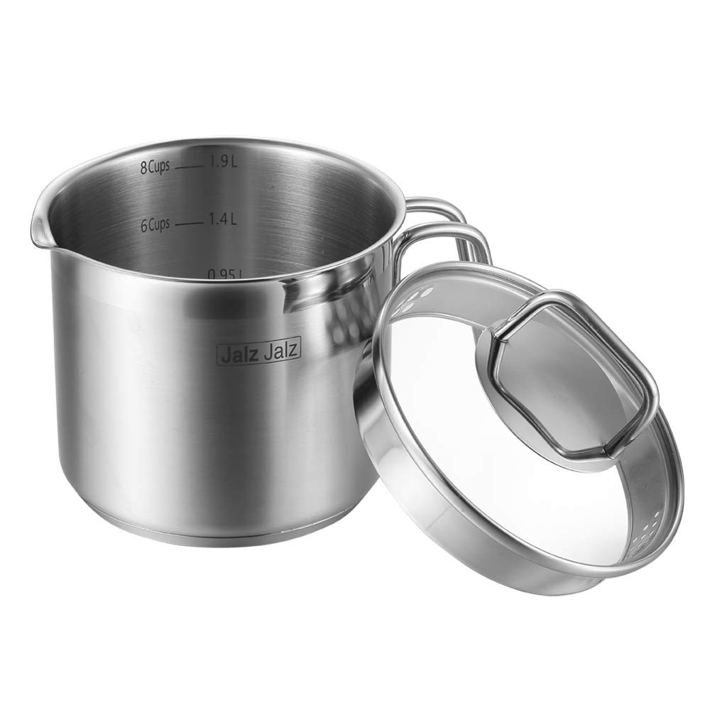 Small 2-Quart Stainless Steel Saucepan with Glass Lid – Compact Sauce Pan for…