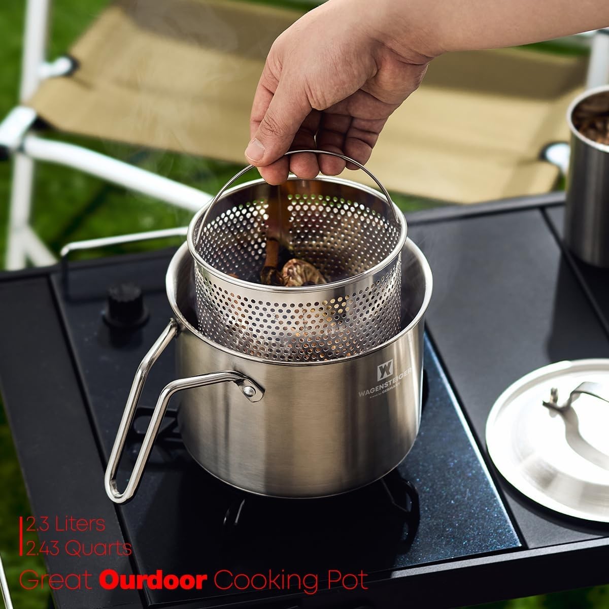 Stainless Steel Vegetable Egg Steamer Pot Saucepan Basket 2.3Liter/2.43Quart