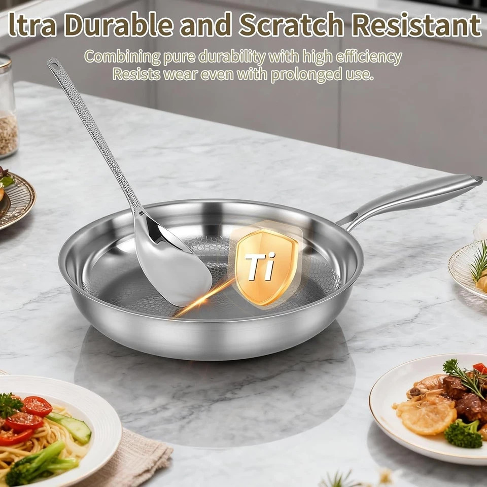 2025 New Titanium Hammered Pan Pro with Lid, Titanium Pans for Cooking -Durable