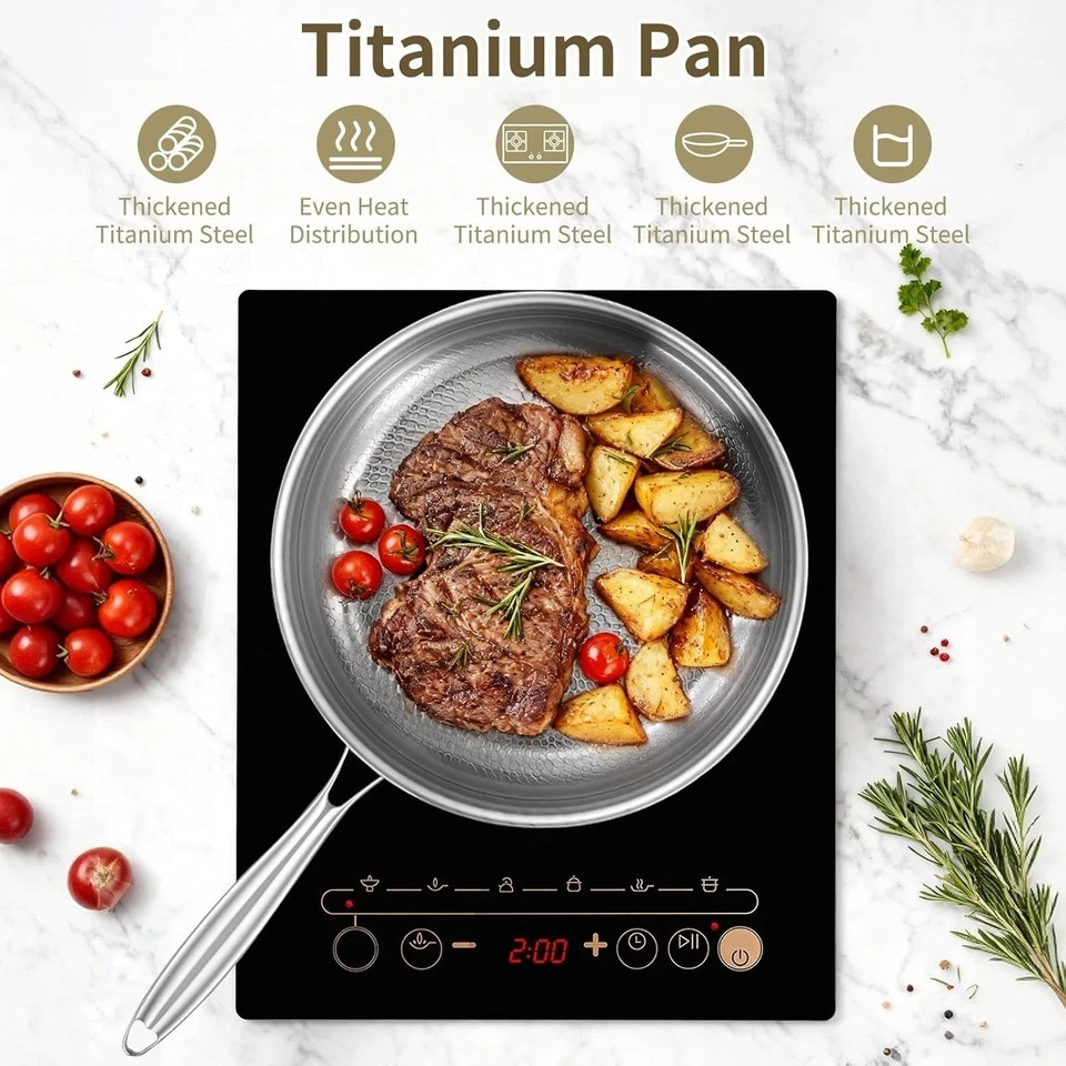 2025 New Titanium Hammered Pan Pro with Lid, Titanium Pans for Cooking -Durable
