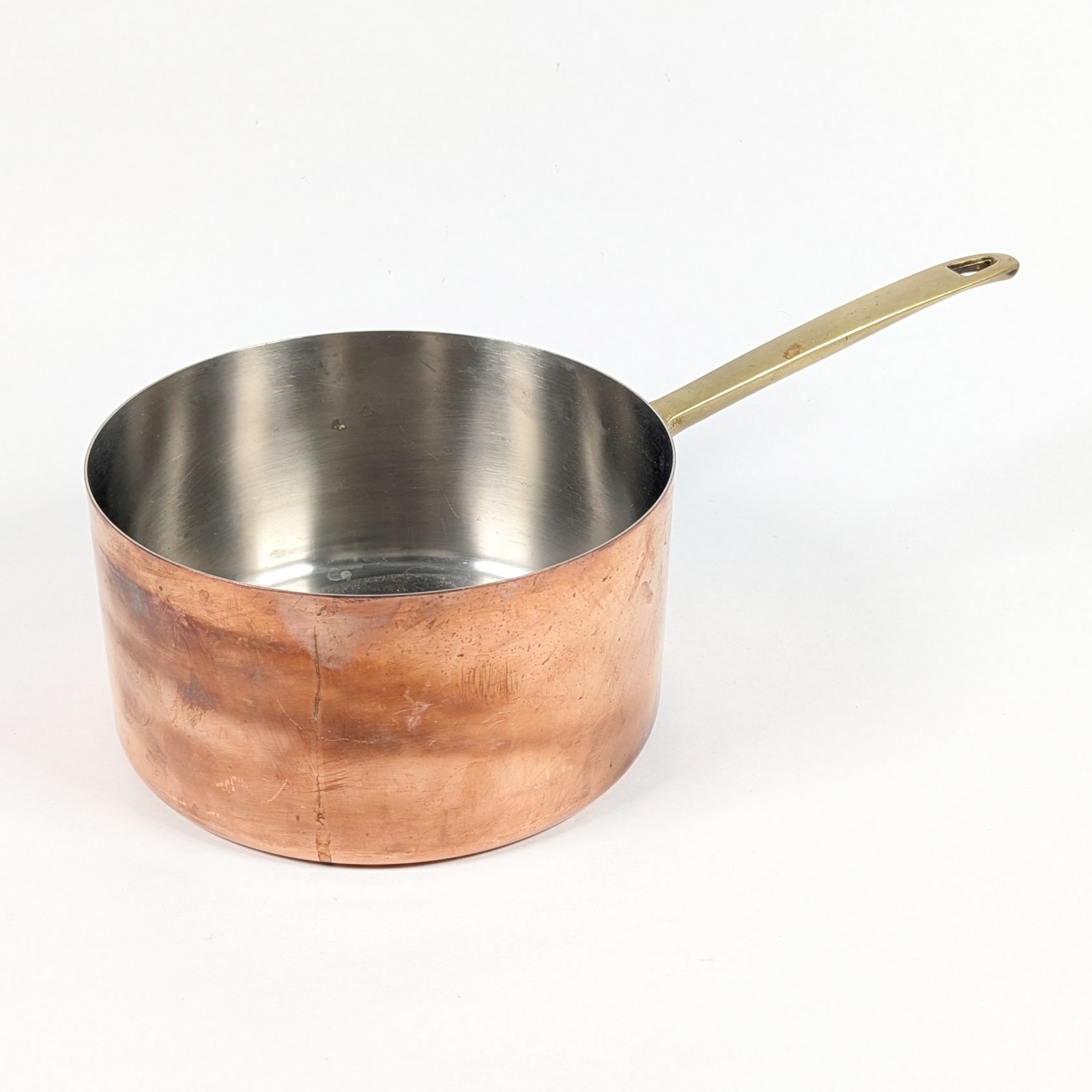 Paul Revere 1801 Copper & Stainless Steel with Brass Handle 3 qt Pot (NO LID)