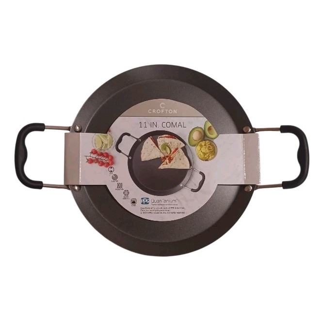 Crofton 11″ Comal Pan Quesadilla Tortilla Fajita Carbon Steel Non-Stick Handles