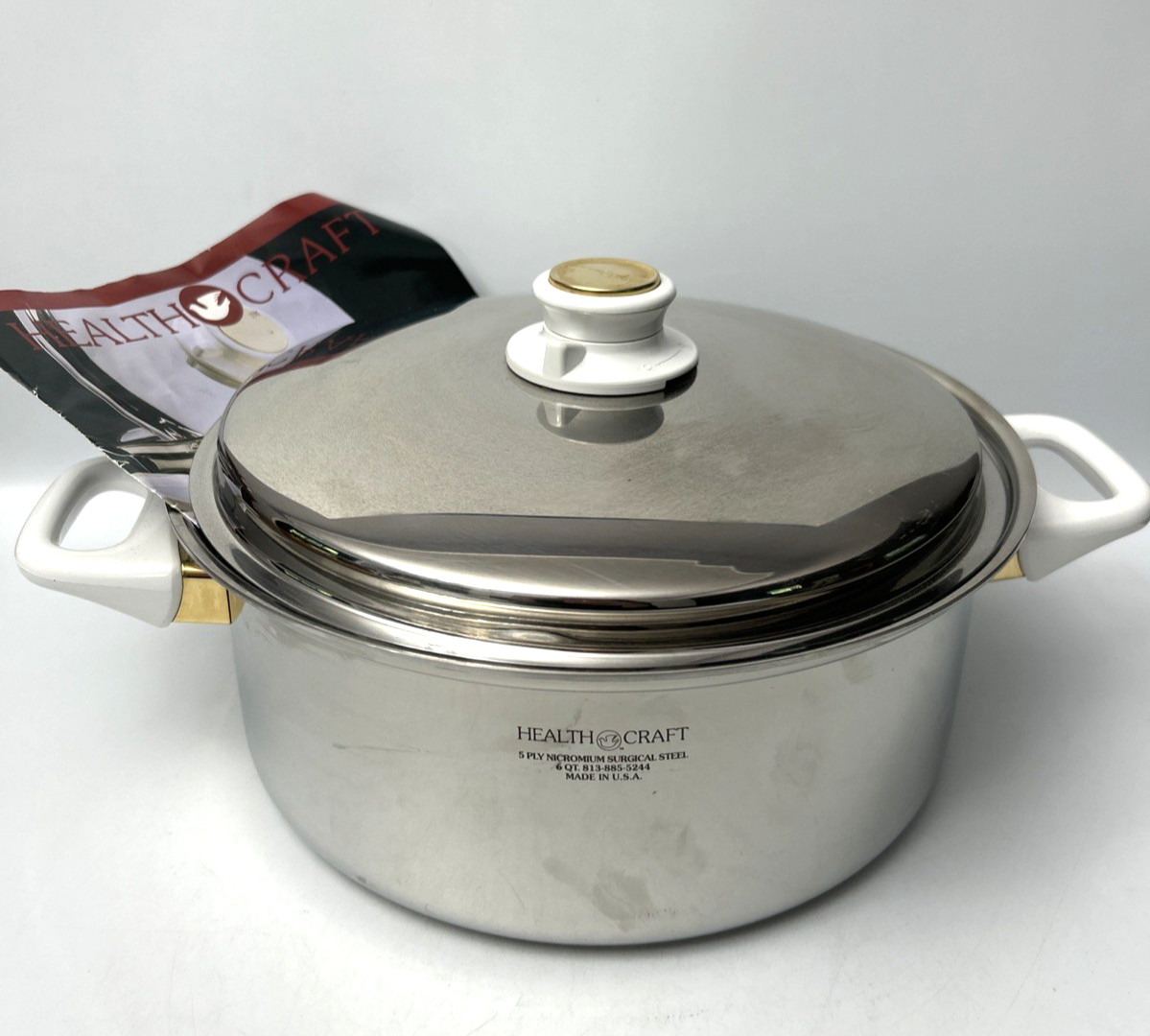 Health Craft 5ply Surgical Steel 6qt Dutch Oven W/Vented Lid Made In USA