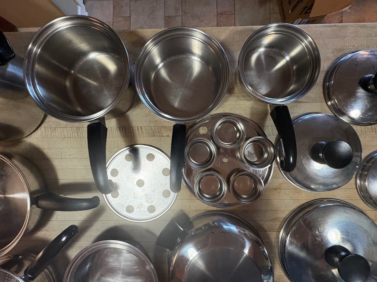 Vtg 14 pcs Seal-O-Matic Thermium Multi-Plex Stainless Steel USA Cookware Set USA