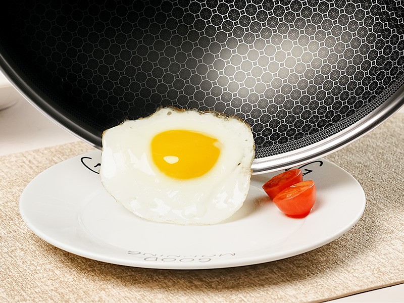 Hybrid 12-Inch Wok with Steer,Nonsti Stainl Steel Woks &