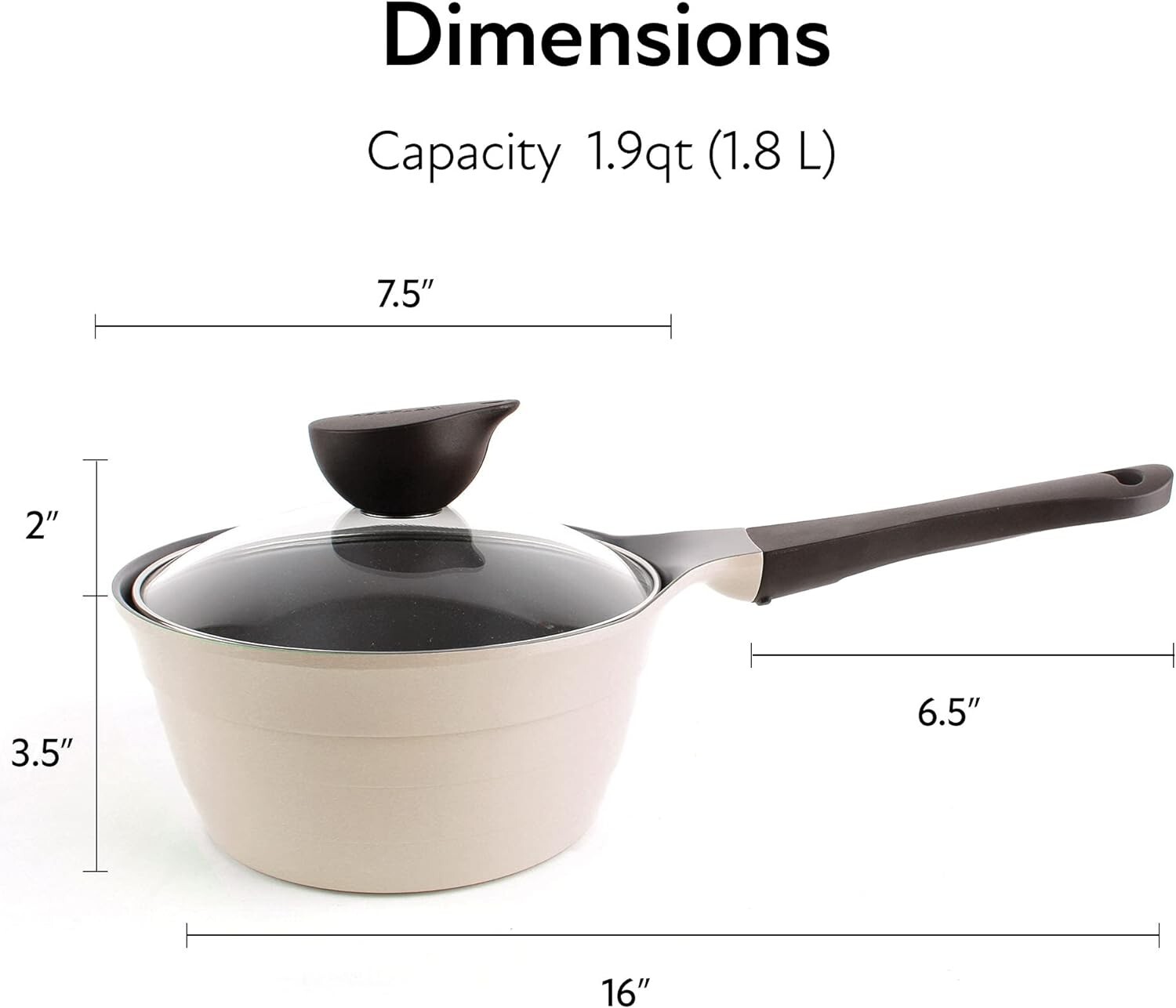 Neoflam Nonstick 1.9qt Saucepan with Lid, Butter Milk Boiling Melting Saucepot