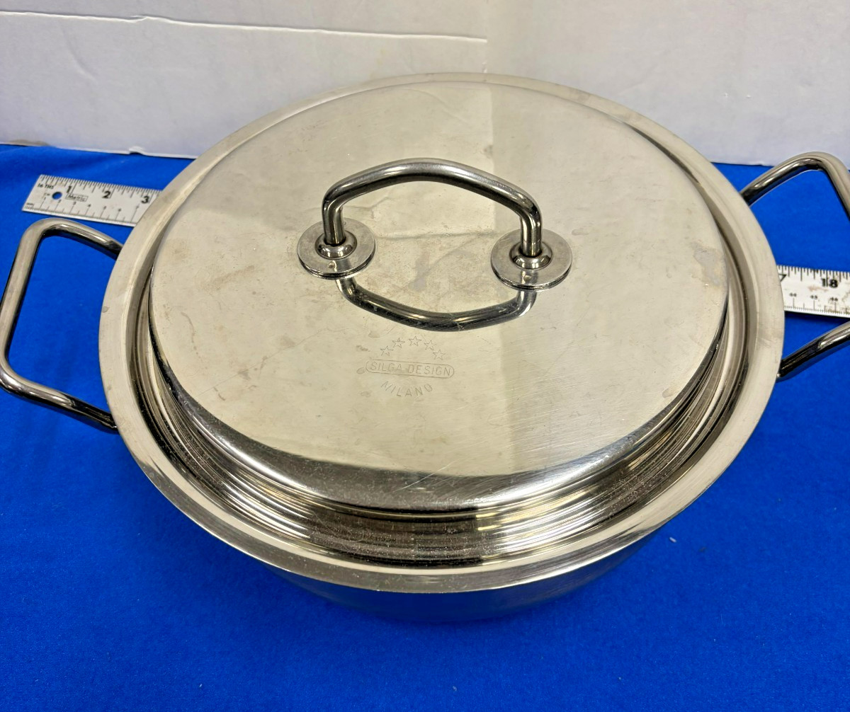 SILGA MILANO TEKNIKA 18/10 SS 12″ STOCKPOT DUTCH OVEN W/MULTICORE BASE &LID DS43