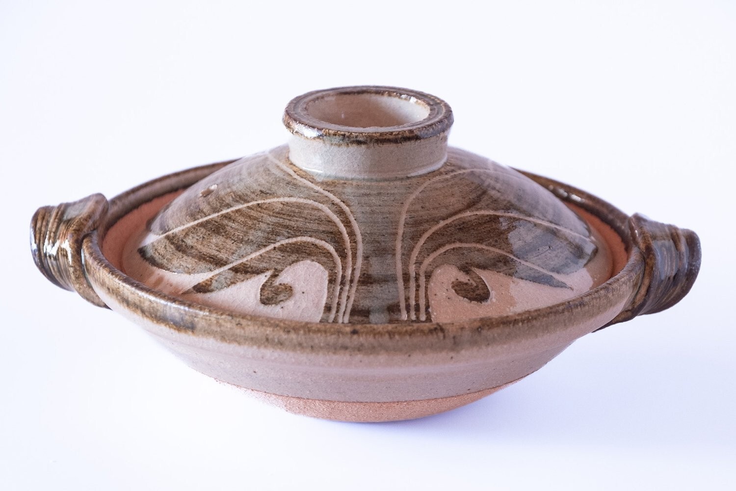 DORAKU Kiln Japanese Clay Pot OMOTO Handcraft DONABE 9-go, 1.4qt/1.3L