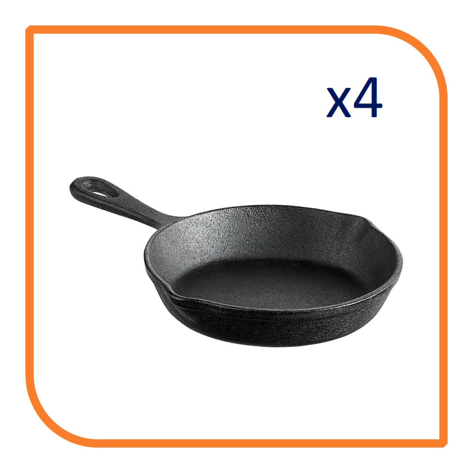 7.5″ Round Cast Iron Frying Pan / Skillet with Handle (4 Skillets) by MyXOHome