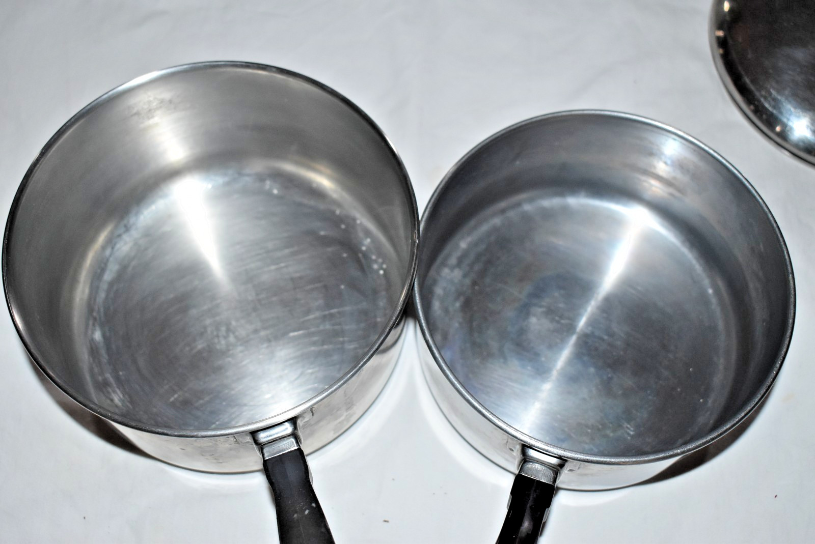 5 pc. FARBERWARE 1 1/2 qt + 2 qt DOUBLE BOILER + SAUCEPAN Pan POT & 2 Lids USA