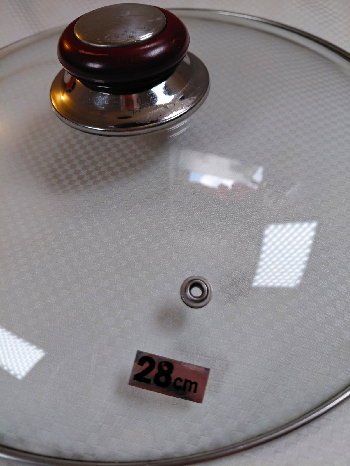 Round Transparent Glass Lid 28cm with Stainless Steel Rim, Clear/Silver