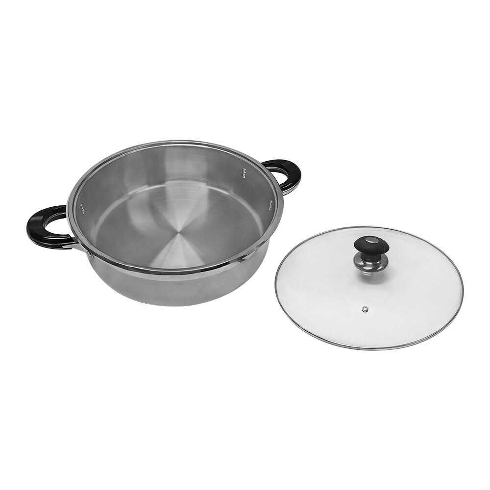 High Quality 18 Quart Stainless Steel Low Pot With Lid Capsule Base Cookware