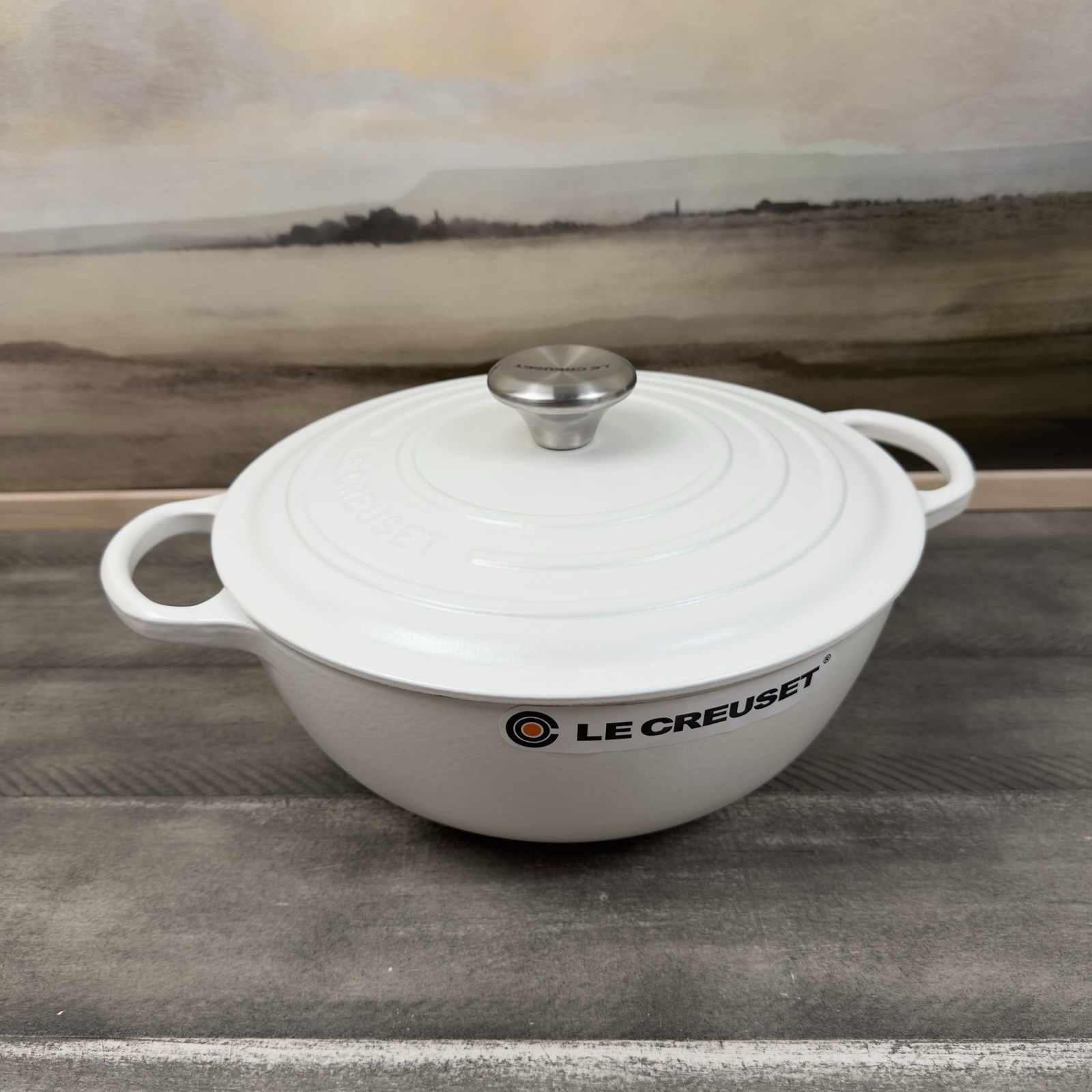 Le Creuset Enameled Cast Iron Soup Pot 4 1/2-Qt. Matte White Scuffed Read NWOB