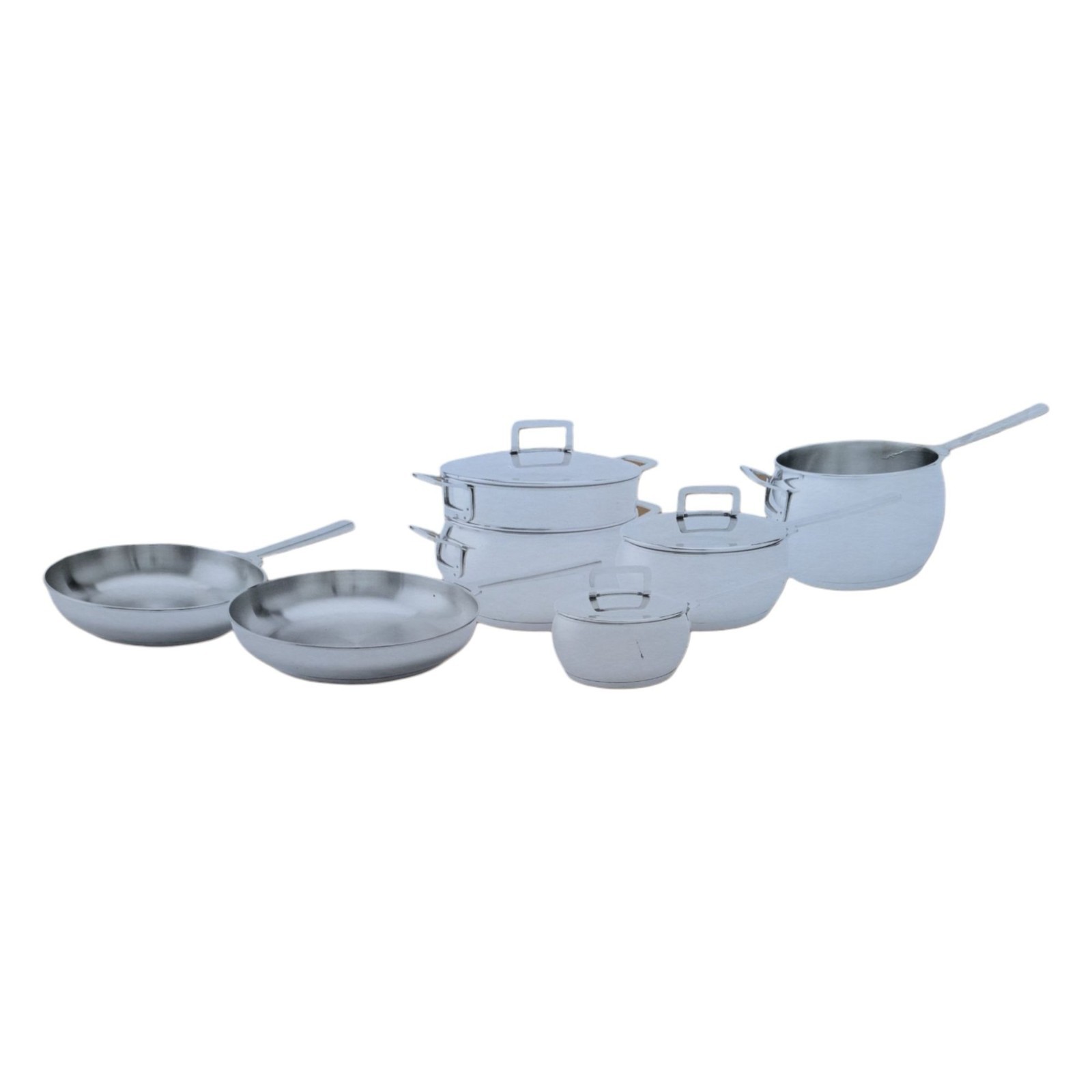 West Elm Essential Stainless Steel Cookware Set 10 Pc Frying Pan Stock Pots Lids