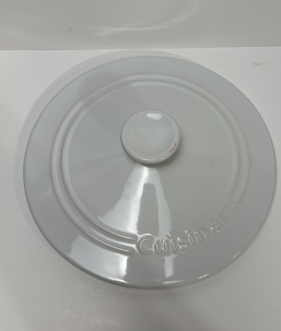 Cuisinart White Enameled Ceramic 9 Inch Round Baking 1 Inch High / Lid Only