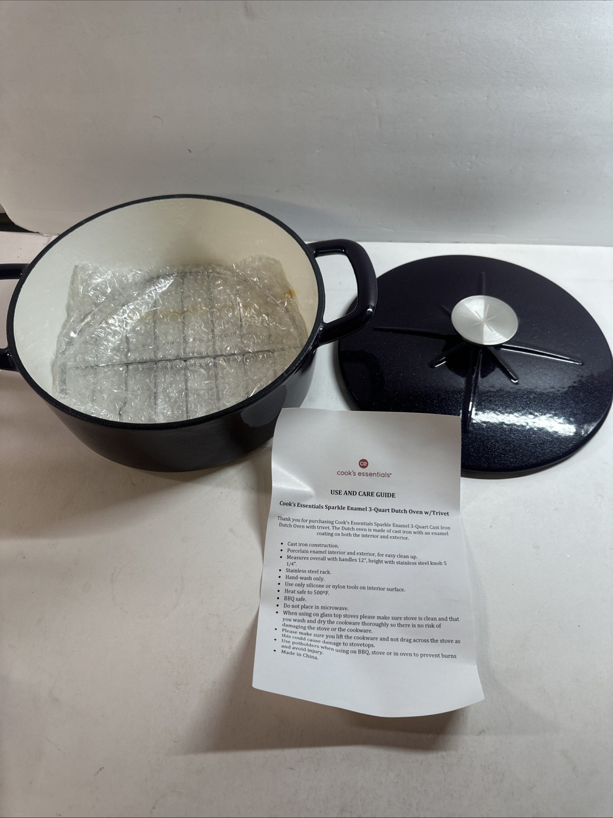 Cook’s Essentials Sparkle Enamel 3-quart Dutch Oven W/ Trivet