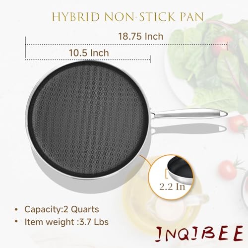 10 Inch Hybrid Nonstick Frying Pan with Lid, Tri-ply 10 Inch with Lid