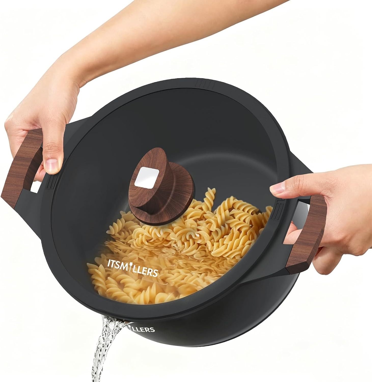 Nonstick Stock Pot, 6.5 Qt Soup Stock Pot with Strainer Lid, Induction Cooking