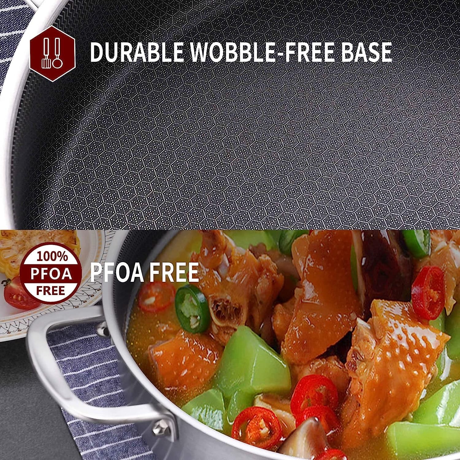 6 Quarts Hybrid Tri-Ply Stainless Steel Sauté Pan with Lid,Induction Large Sk…