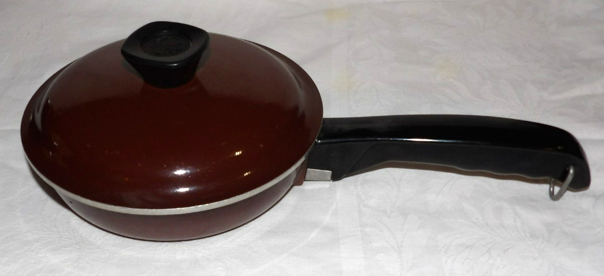CLUB Aluminum BROWN Skillet Fry Pan 6.5″ w/Lid Vintage