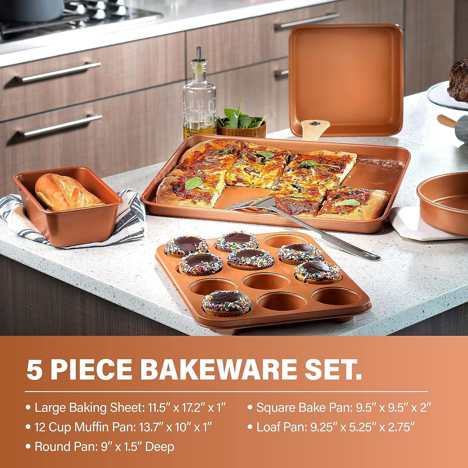 Gotham Steel 15-Piece Cookware Set – Hammered Copper (2984)
