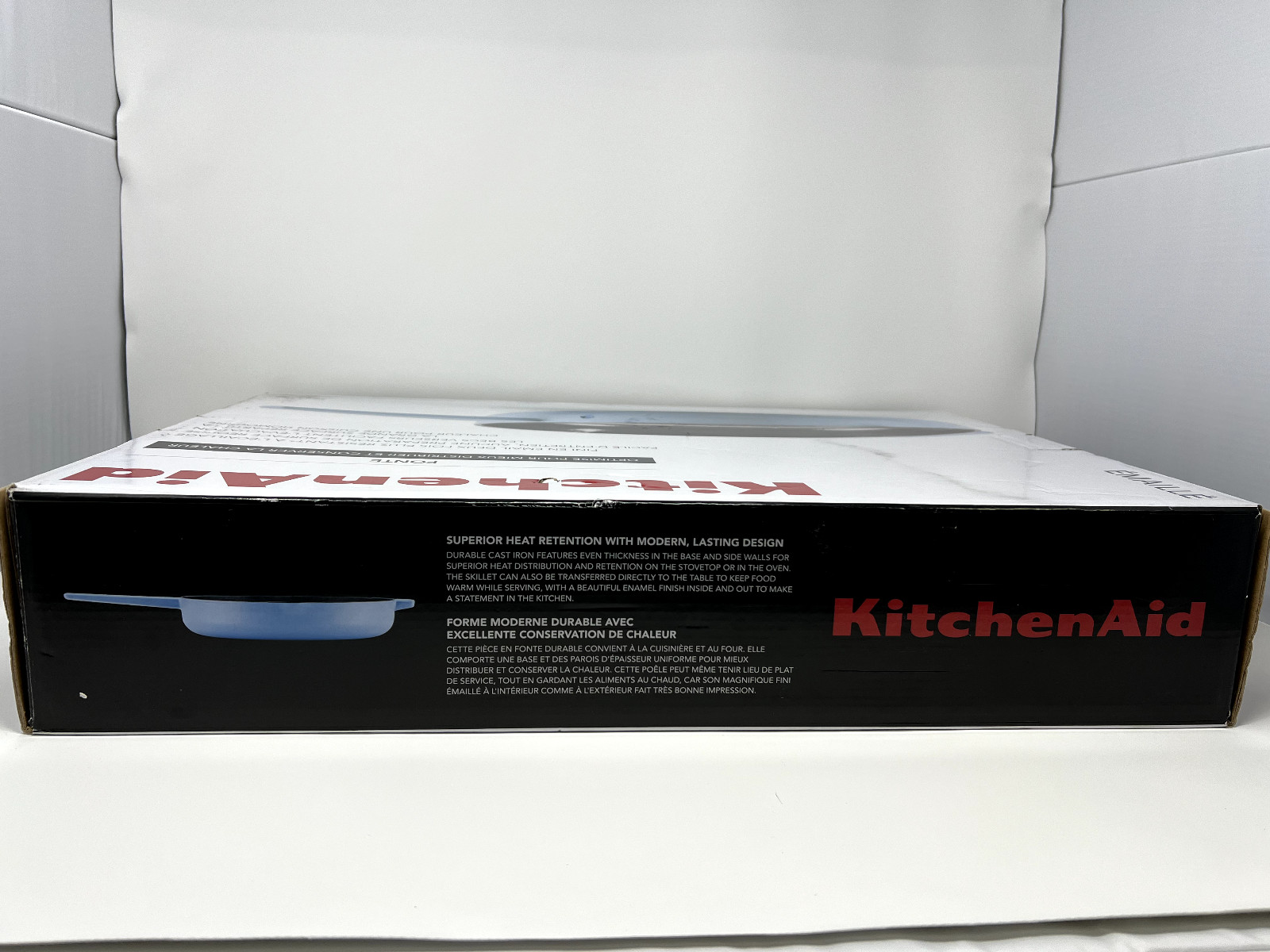 Kitchenaid Enameled Cast Iron Skillet with Helper Handle Pour Spouts Blue Velvet