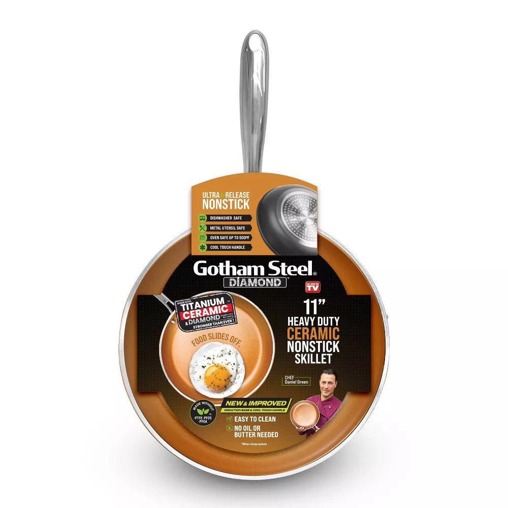 Gotham Steel 11″ Heavy Duty Titanium Ceramic Fry Pan with Stay Cool Handle (B2)