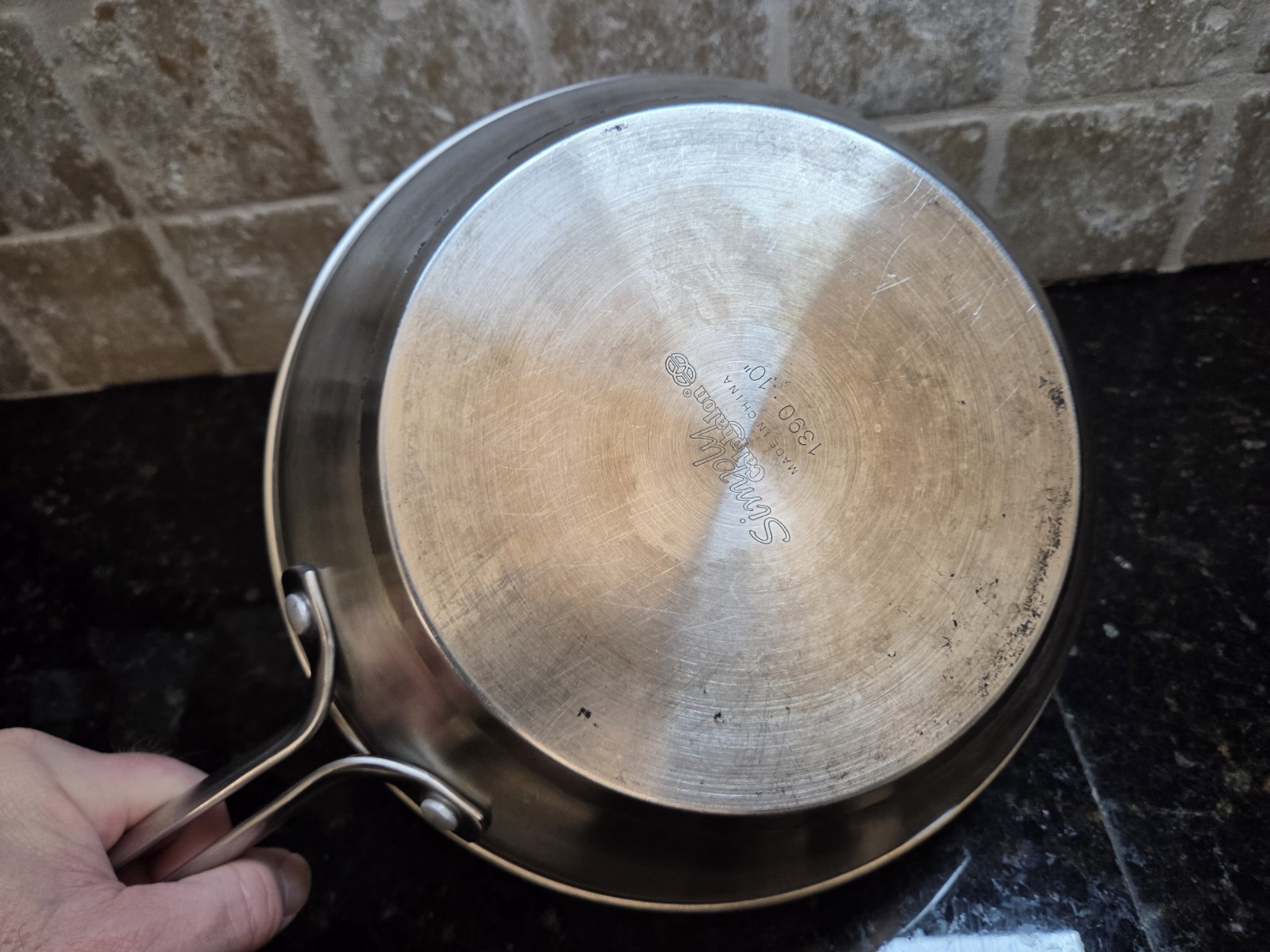 Simply Calphalon Stainless Steel 1390 10 in Skillet Fry Sauté Pan Glass Lid Nice