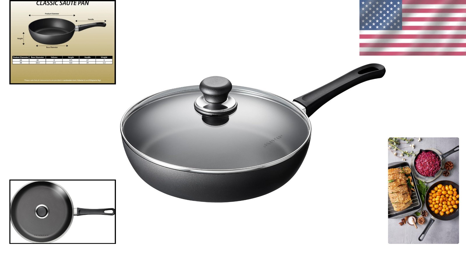 Classic 3.25 Qt Nonstick Saute Pan with Lid – Safe for Oven & Utensils