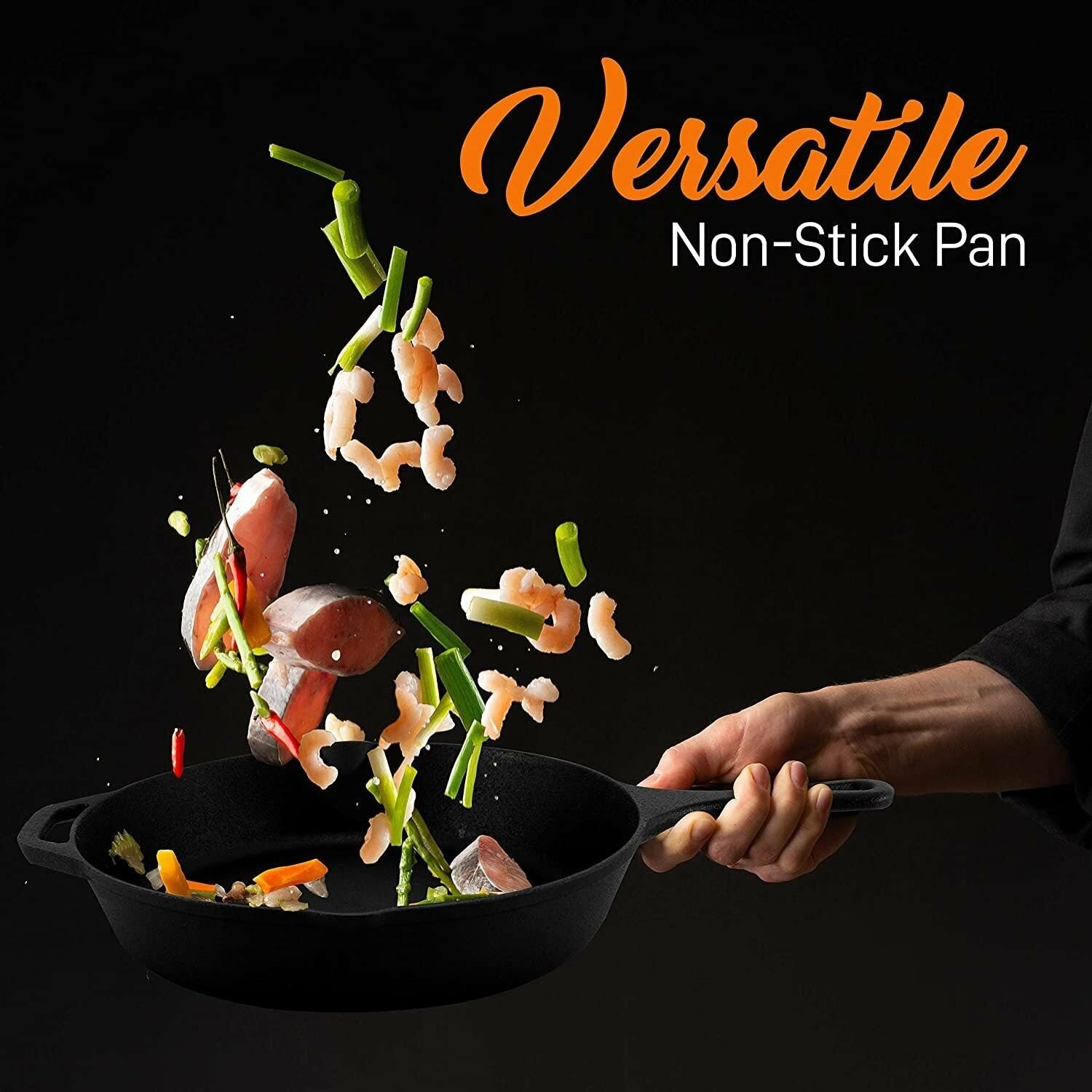 NutriChef 3-Piece Pre-Seasoned Cast Iron Skillet Set 6/8/10in Nonstick