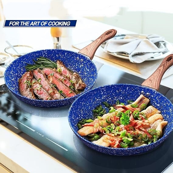 Juego De Sartén Gris Aluminio Antiadherente, 2 Piezas Juego De Cocina, 400°F NEW