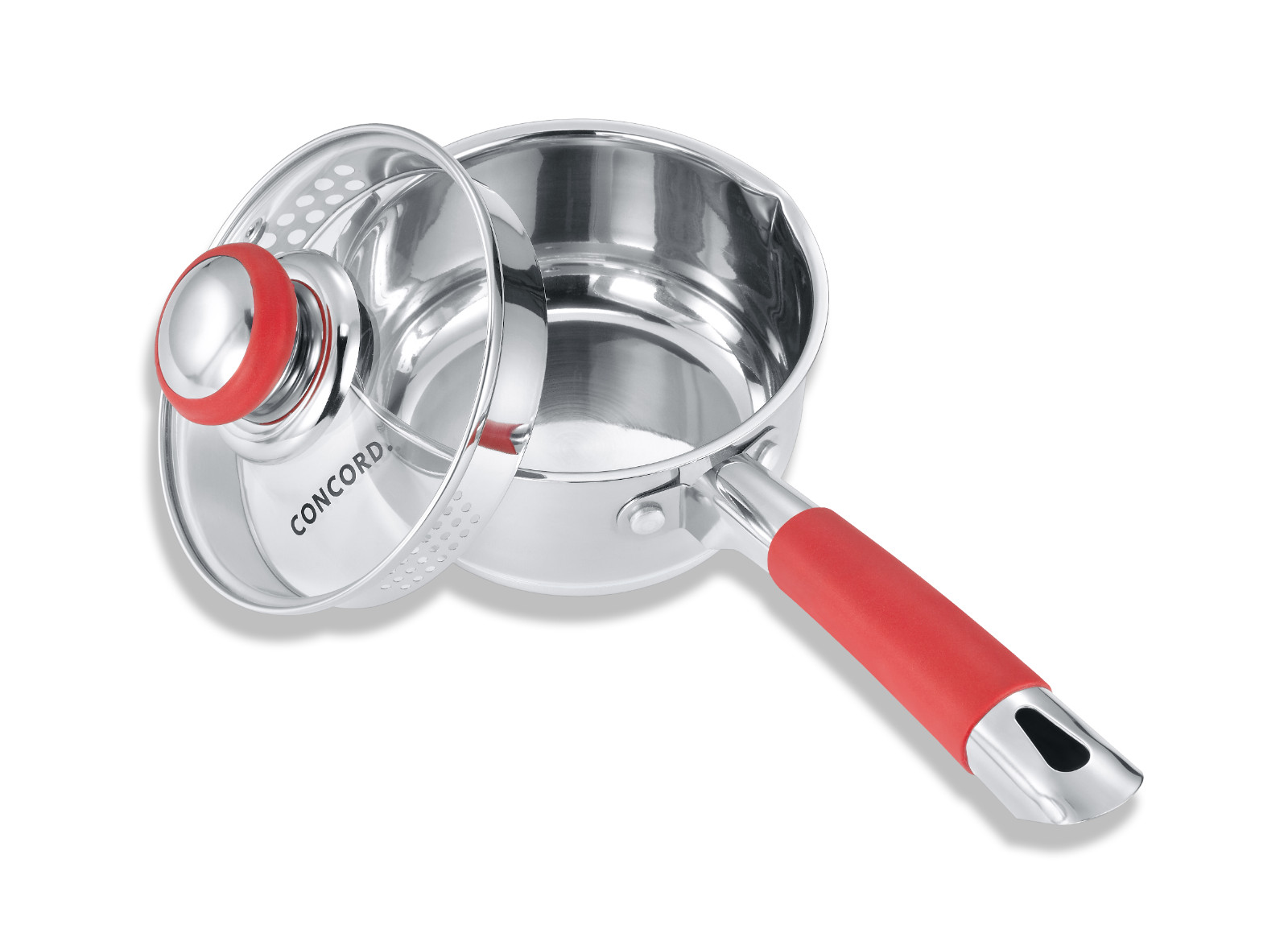 CONCORD Simple Pour Stainless Steel Saucepan with Vented Glass Lid