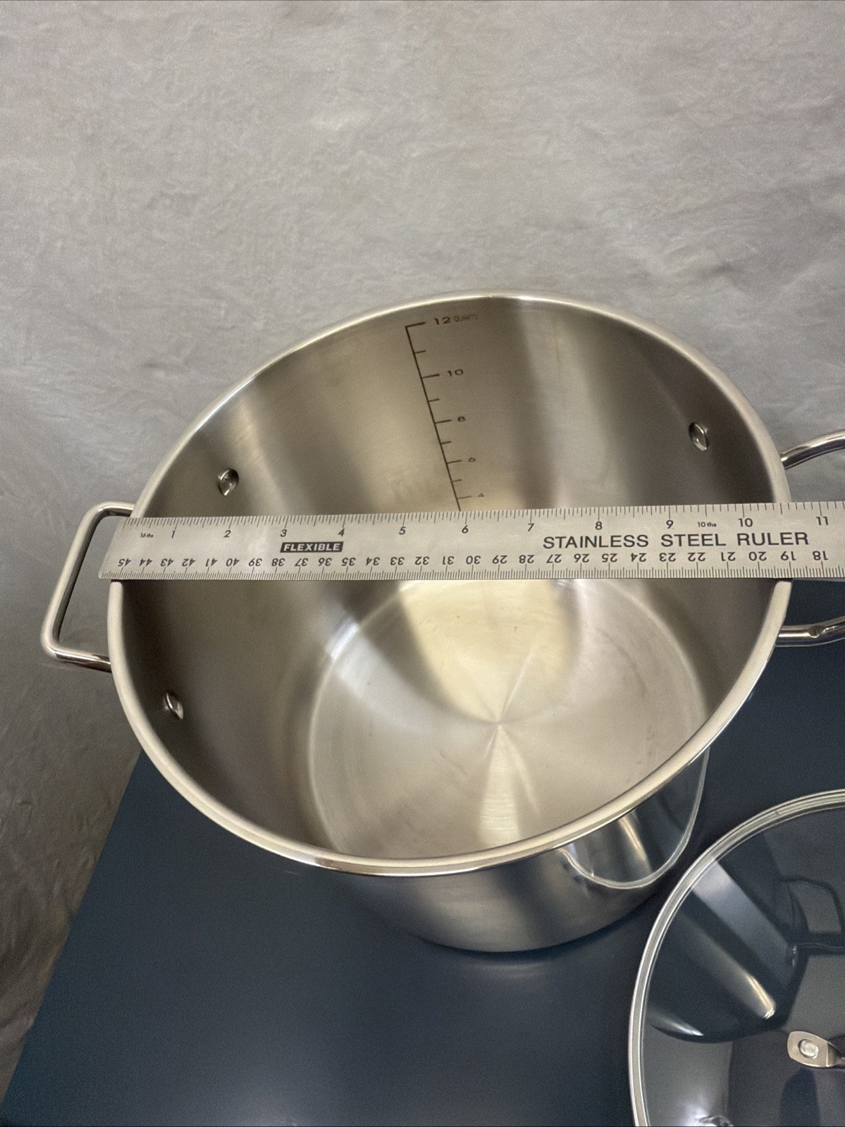 LNT Home Professional 12 Quart Stockpot Stainless Steel With Glass Lid