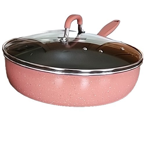 Pioneer Woman 3.5 Qt Sauté Pan w/Lid ~ FRONTIER SPECKLE CORAL ~ Enamel Aluminum