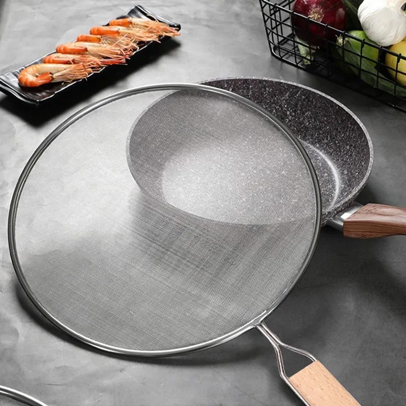 Stainless Steel Splatter Screen Frying Pan Guard – Anti Oil Splash Grease Screen
