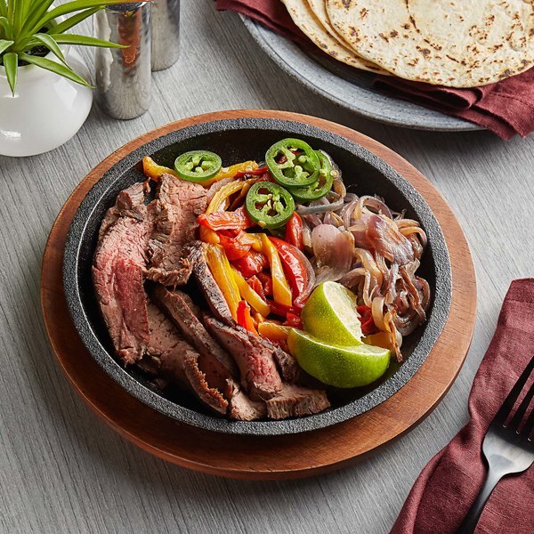 Valor Pre-Seasoned Cast Iron Fajita Skillet, Chestnut Underliner (select size)