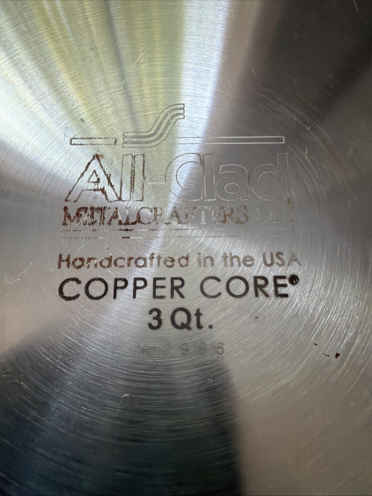 All-Clad Copper Core Saute Pan w/ Lid SS Chef Pan 3 Qt Helper Handle USA