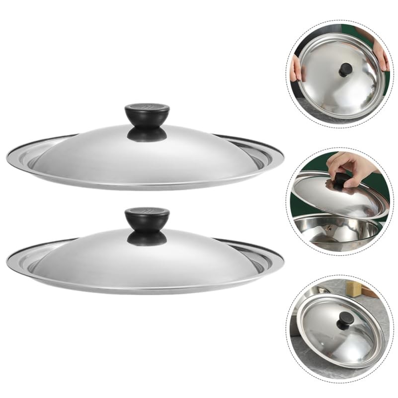 2-Pack Stainless Steel Pot Lid Covers for Cookware Universal Metal Pan Frying…