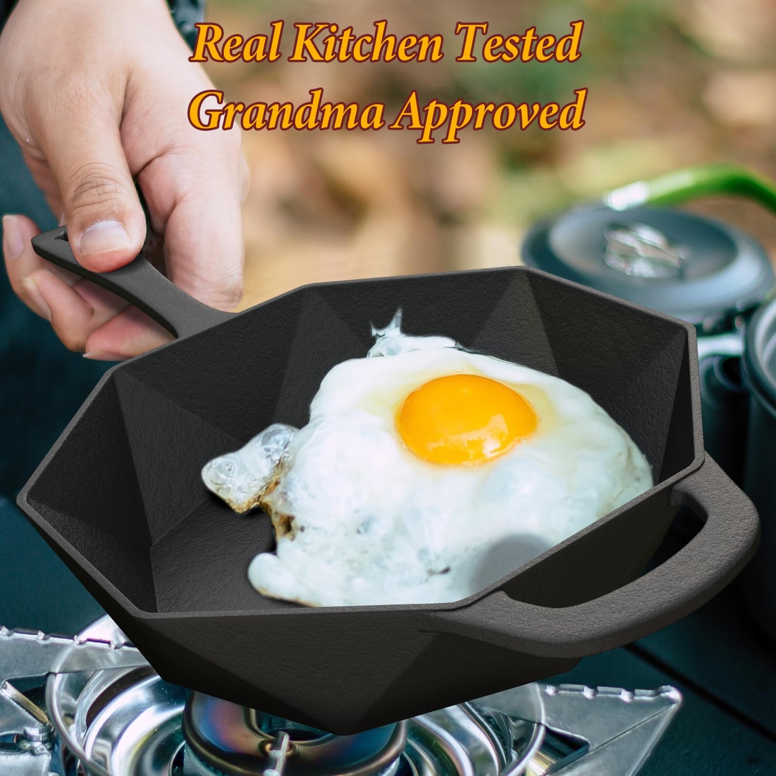 UKENEM Cast Iron Skillet with Lid,Pre-seasone Mini Small, Skillet-1