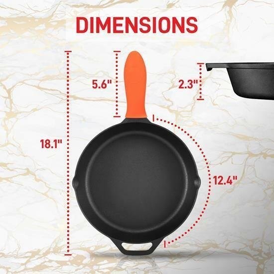 NutriChef 18.11″x12.44″x2.32″ Gray Iron Frying Pan – 500°F Oven Safe, PFOA-Free