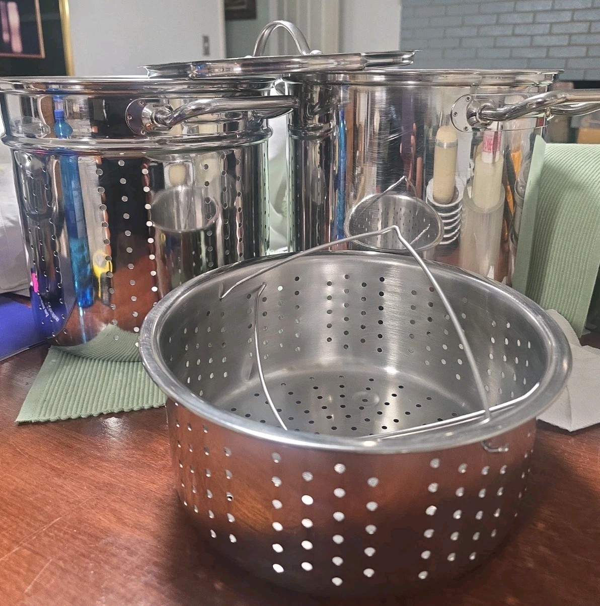 Kirkland Signature Professional 12 QT Stock Pot w/ 2 Steamers & Lid~Korea