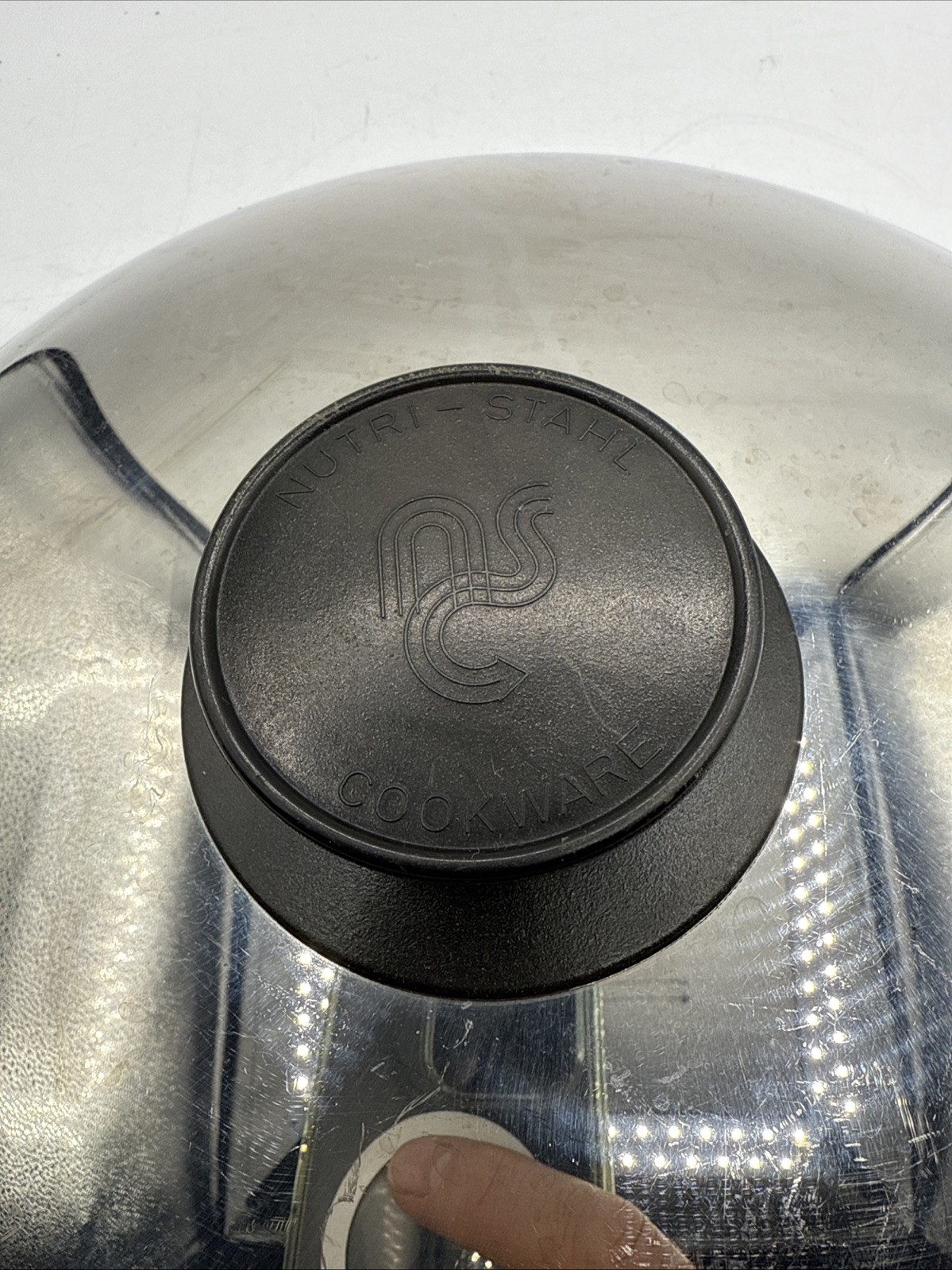 Nutri-Stahl Black Knob Handle Stainless Steel 10 1/4 inch Replacement Lid Only